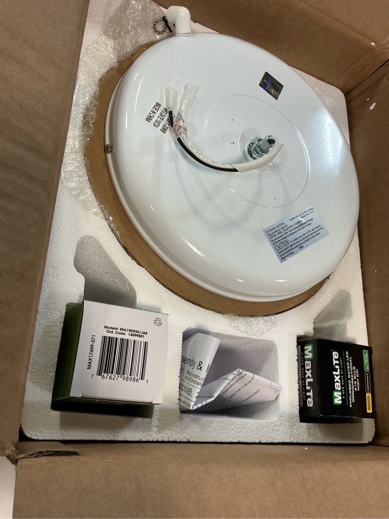 Condition photo showing Good Condition for progress lighting 2-light ceiling fan light kit for airpro collection ceiling fans, modern tranisitonal style with wide low profile opal glass diffuser, includes 2 led light bulbs, white fan light 2-light | low-profile opal white