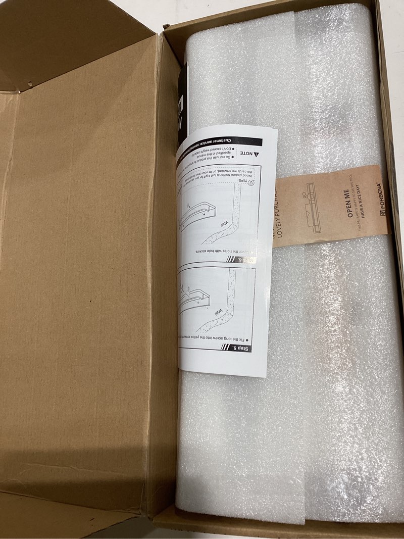 Condition photo showing New/Like New for forbena white floating shelves bathroom shelves over toilet set of 3, bathroom organizers and storage shelves wall mounted, modern wood corner wall shelf for bedroom closet -white and dark grey 17 inch white and grey