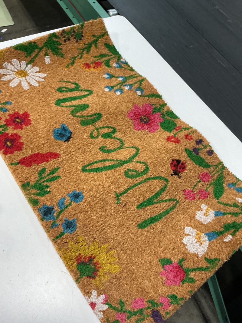 Condition photo showing Good Condition for floral - 17"x29" - coir door mat with heavy duty backing - welcome mats for entryway, porch - anti-slip pvc & coconut fiber surface -natural home accessories,minimalist original design floral 2'5" x 1'5" (rectangular)