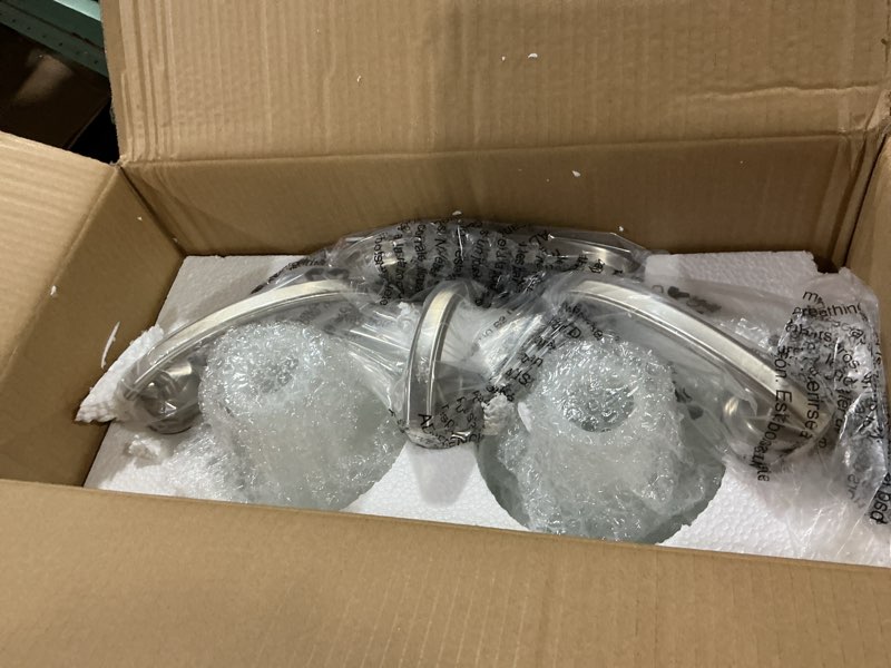 Condition photo showing Good Condition for progress lighting gather collection 3-light etched glass traditional bath vanity light polished chrome