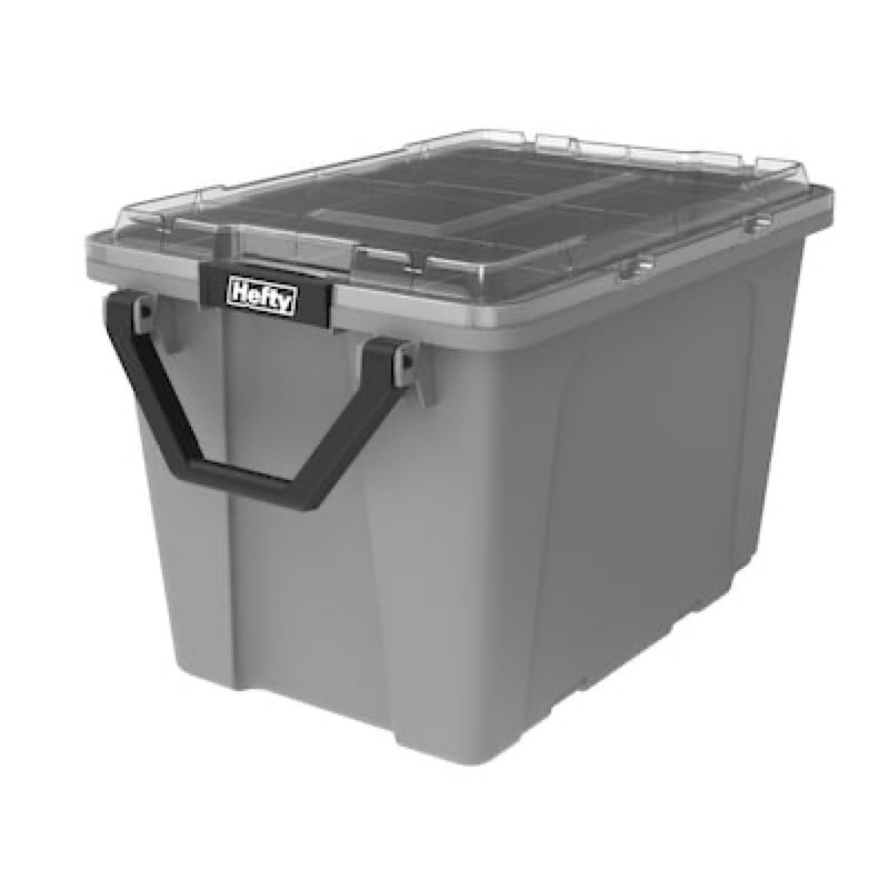 Hefty MAX PRO X-large 28 -Gallons ( 112 -Quarts ) Gray Heavy Duty Rolling Stackable Tote with