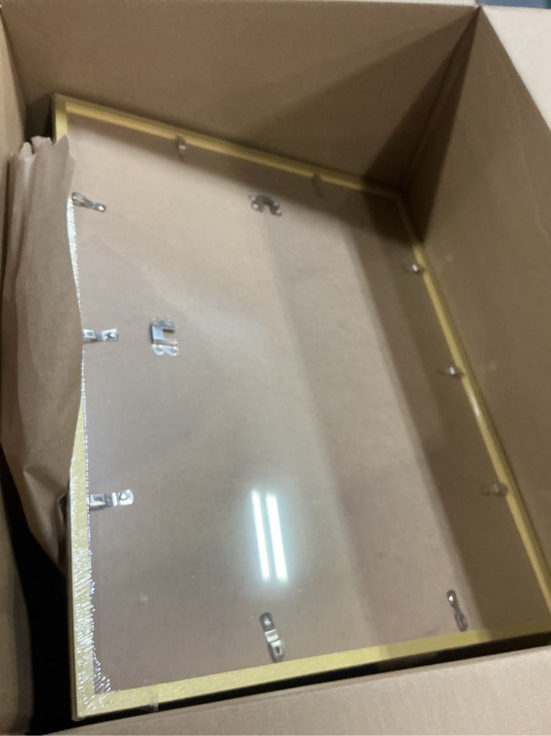 Condition photo showing New/Like New for upsimples 16x20 picture frame, display pictures 11x14 with mat or 16 x 20 without, wall hanging poster frame, gold, 1 pack gold 16x20