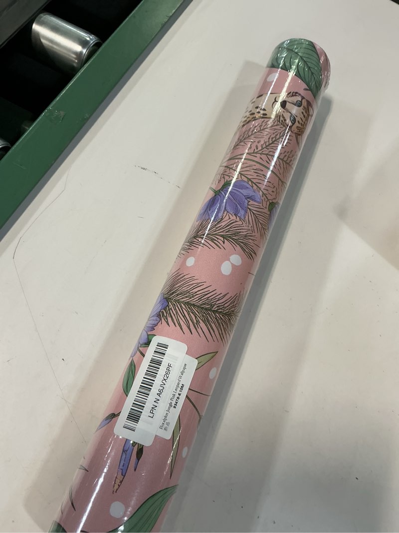 Condition photo showing New/Like New for floralplus wallpaper peel and stick pink leopard wallpaper floral removable wallpapers jungle animal renter friendly wallpapers for bathroom textured self adhesive contact paper 17.5 x 118 in pink 17.5" x 393"