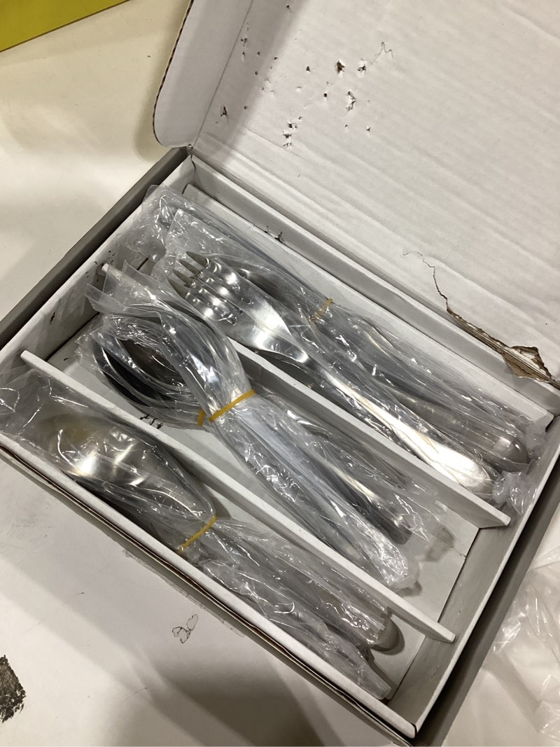 Condition photo showing New/Like New for Knork Original Cutlery Utensils Flatware Set, 20 Piece, Gloss Silver Gloss Silver 20 Piece Set Flatware Set