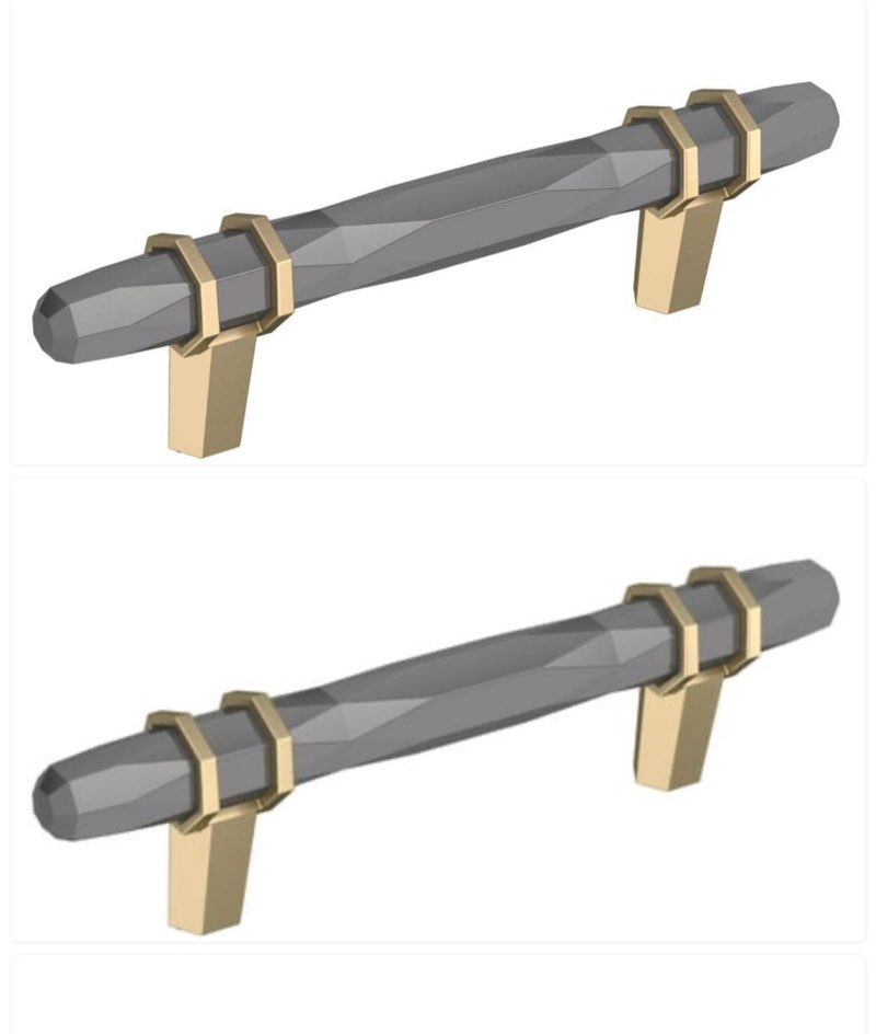 Amerock Bp36648l London 3-3/4  Center To Center Bar Cabinet Pull - Black Chrome / Golden 4 piece 