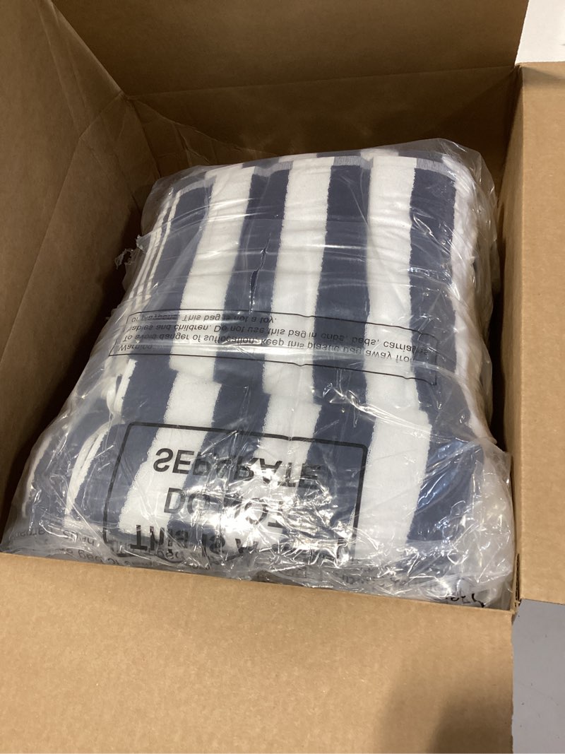 Condition photo showing Good Condition for 16 pcs cotton pool beach towels 30 x 70 inch cabana stripe oversized basics turkish pool bath for hotel swimming bathroom(blue and white stripes)