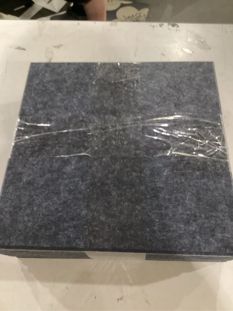 Condition photo showing Good Condition for 12 pack self-adhesive acoustic panels, 12"x12"x0.4" high-density sound proof foam panels for walls - covers a 36"x48" area (11.7 sq ft) - for home & office (dark gray) basic 12 pack dark gray