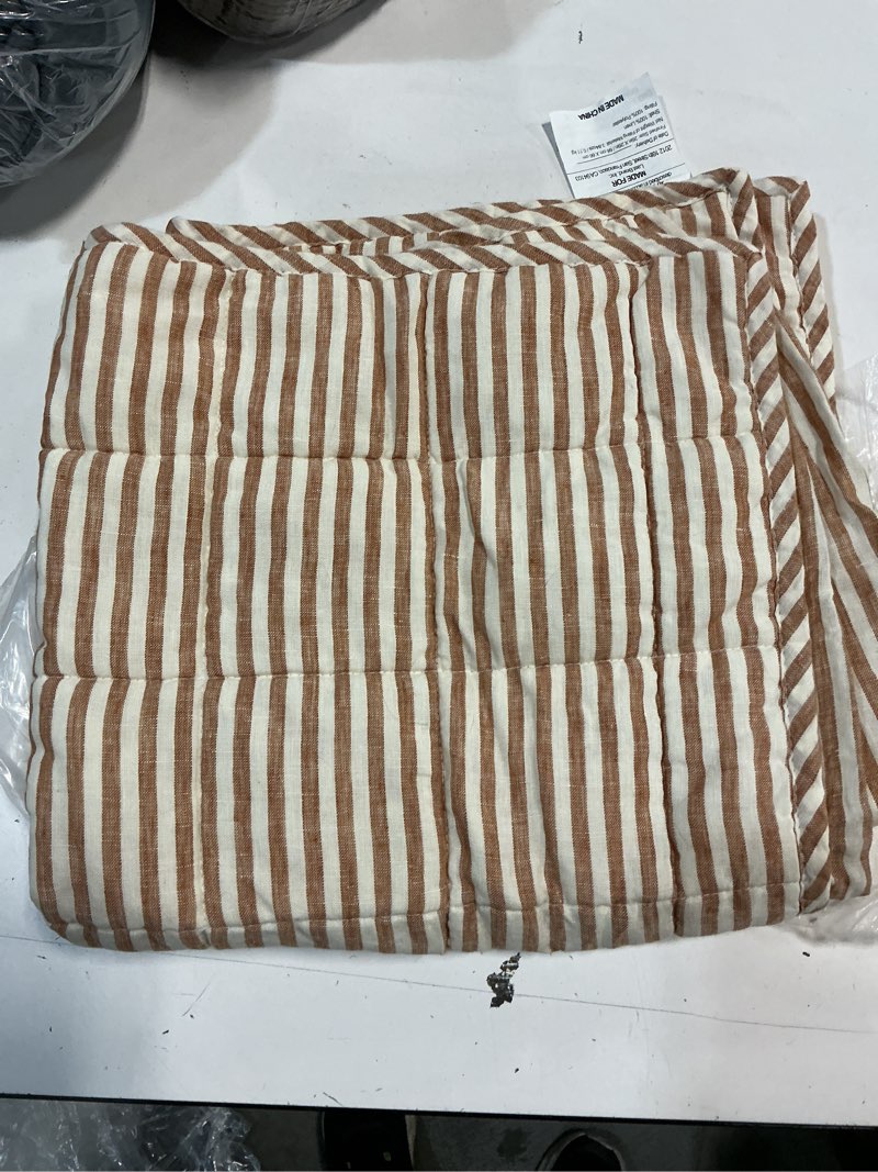Condition photo showing Good Condition for quince european linen box quilted euro sham, euro, terracotta/white stripe