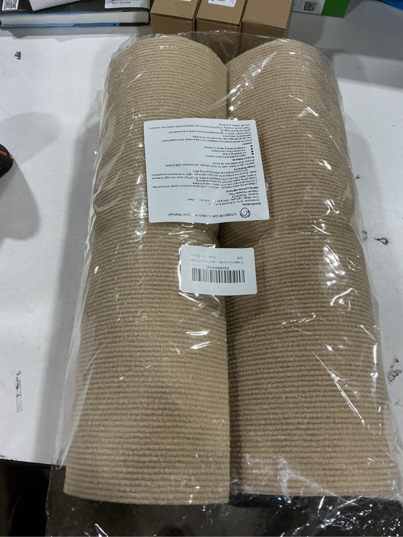 Condition photo showing Good Condition for Trimmable Cat Scratcher Mat 2PCS, 78.7"x15.8" Self-Adhesive Scratching Carpet Pad Replacement for Cat Tree Shelves, Steps and Posts, DIY Scratch Couch Furniture Protector 78.7"x15.8" 2PCS Beige