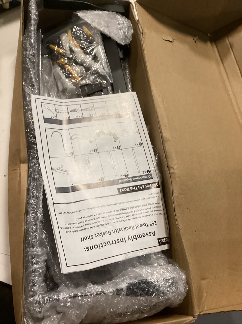 Condition photo showing New/Like New for Towel Racks for Bathroom 31inch Wall Mounted Towel Rack,Floating Shelf with Wood Plank,Towel Storage for Bathroom can Holds 6 Large Rolled Towels,All Black All Black XL (31")