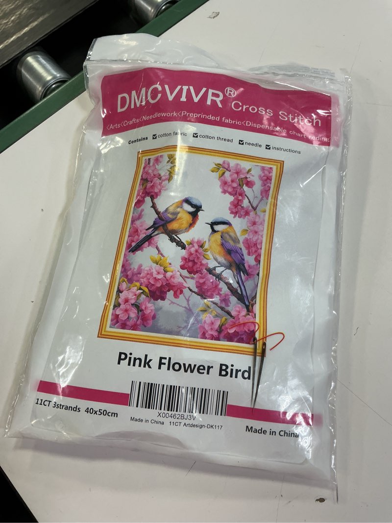 Condition photo showing New/Like New for dmcvivr stamped cross stitch kits for beginners adults needlepoint kits for beginners embroidery kits for adults crossstitch kit for beginners 11ct-pink flower bird 16x20 inch artkits32
