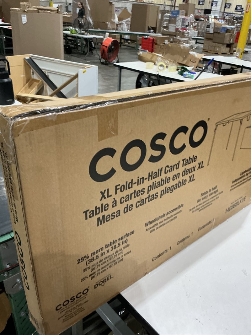 Condition photo showing Good Condition for coscoproducts cosco xl 38.5" fold-in-half card table w/handle, black, indoor & outdoor, wheelchair accessible