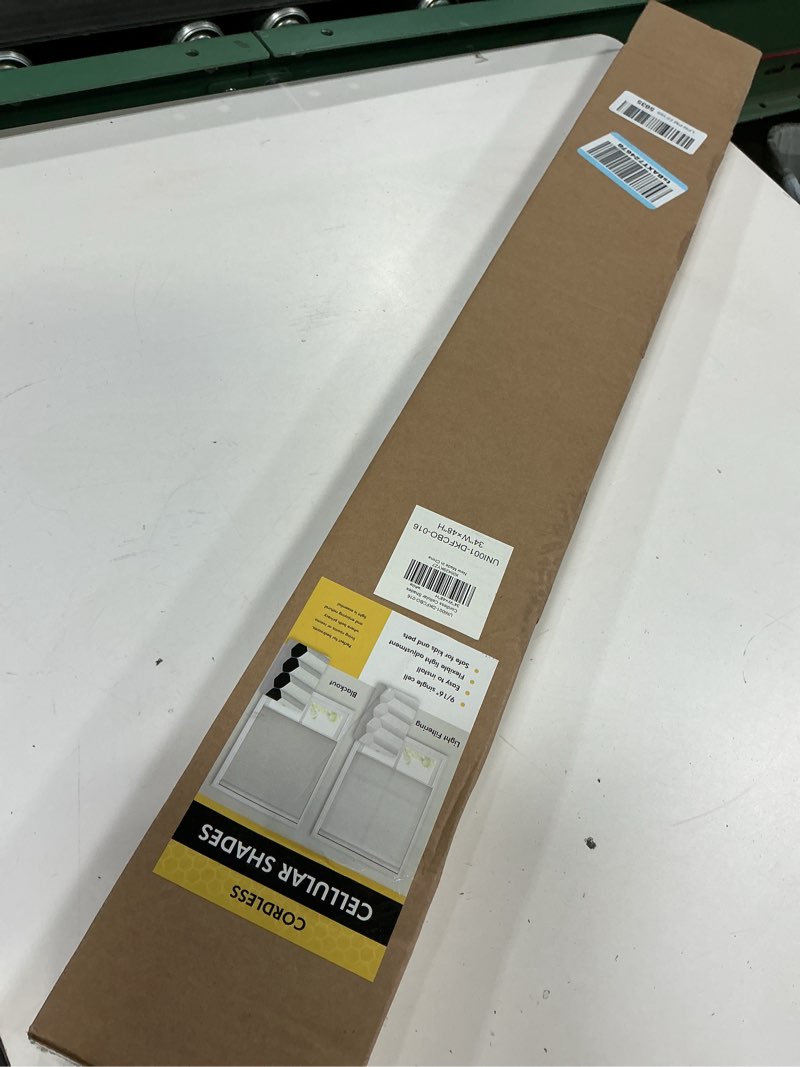 Condition photo showing New/Like New for Blackout Cordless Cellular Shades, Honeycomb Blinds for Indoor Windows, for Window Size 34" W × 48" H White Blackout White 34" W × 48" H