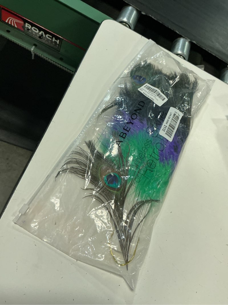 Condition photo showing Good Condition for babeyond peacock marabou feather fan - roaring 20s vintage style flapper accessories for costume halloween tea party green & purple-white rib