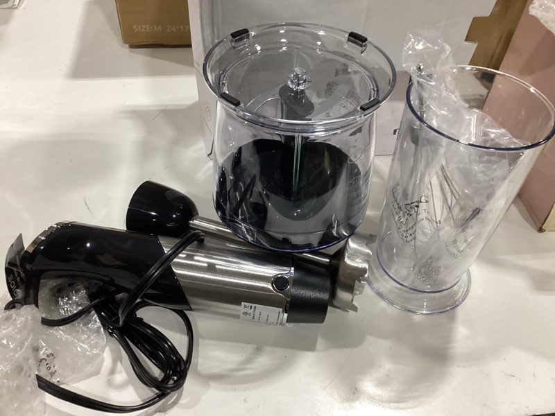 Condition photo showing Good Condition for koios upgraded immersion blender handheld, 1000w 12-speed 5 in 1 hand mixer stick blender with 304 stainless steel blade,food processor,beaker,egg whisk&milk frother,non-bpa,smoothies purée baby food black