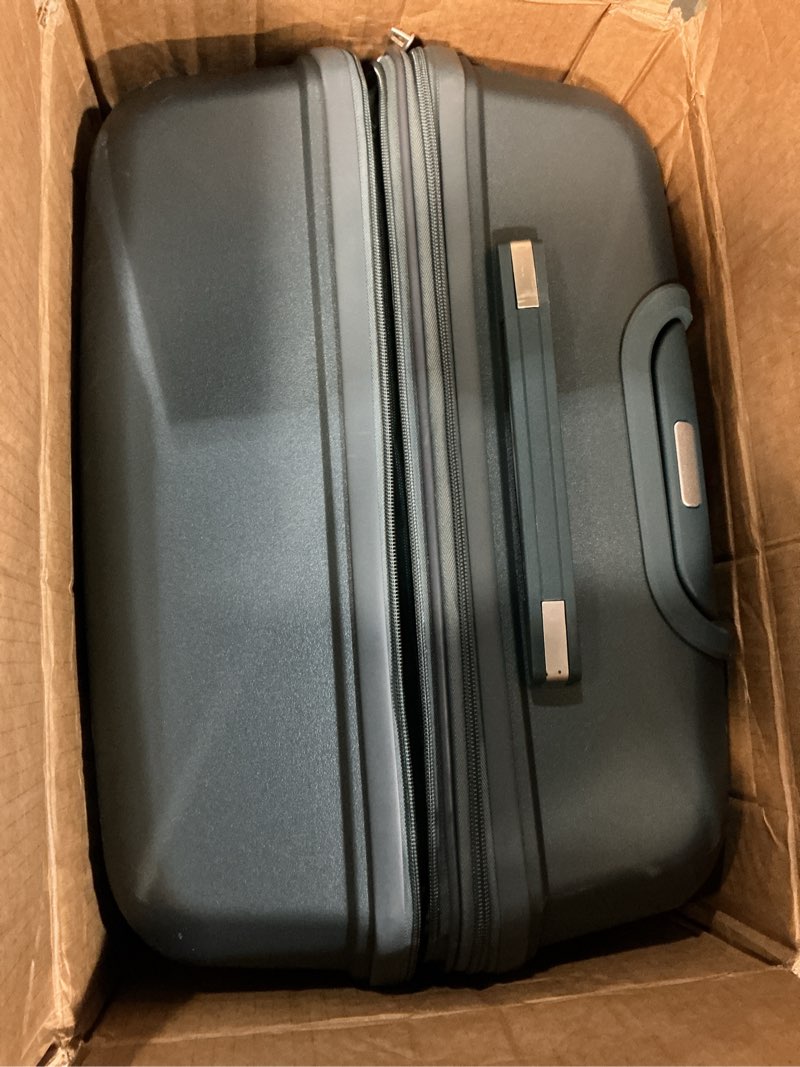 Condition photo showing Good Condition for 4 piece luggage set pp hardshell, expandable suitcase set (20/24/28) with 14" cosmetic case, lightweight spinner wheels with tsa lock, detachable wheels for nesting storage (peacock blue) peacock blue 4 piece set (14in/20in/24in/28in)