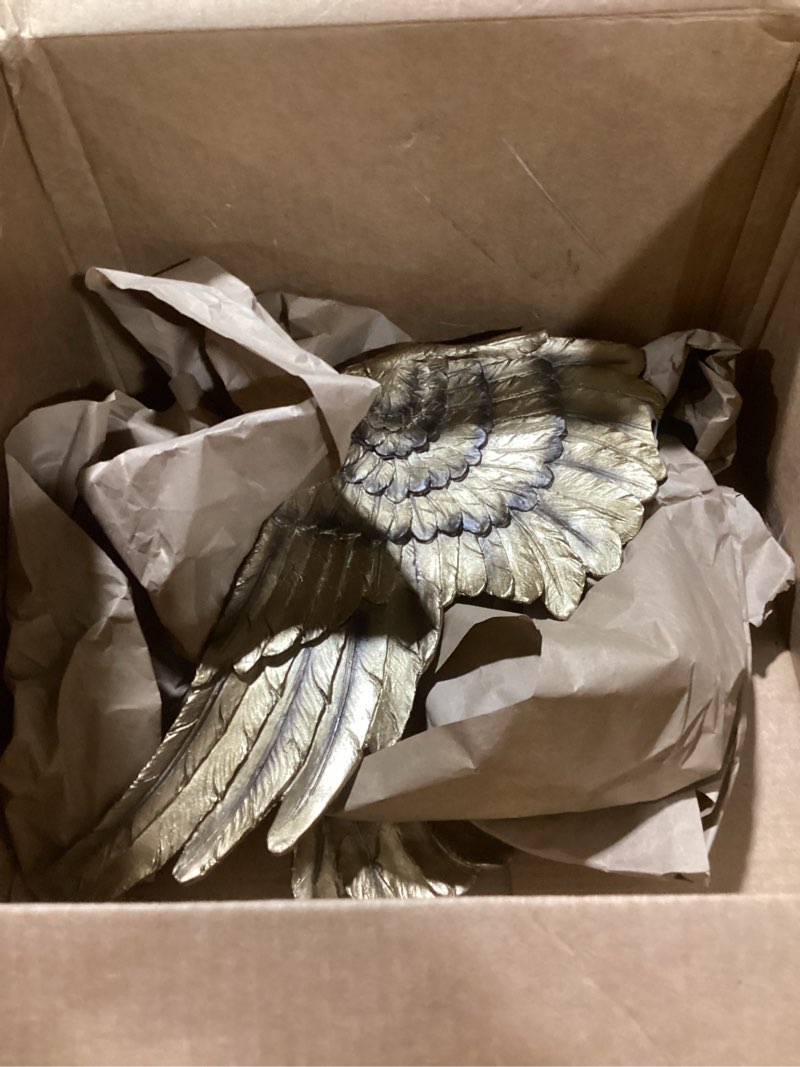 Condition photo showing Good Condition for WHW Whole House Worlds Grand Tour Angel Wings, 2 Piece Set, Vintage Style, Antique Golden Gilt, Artisinal Design, Hand Crafted, Bas Relief Sculptures, 21.75 H 21.75 H x 8.75 W Inches