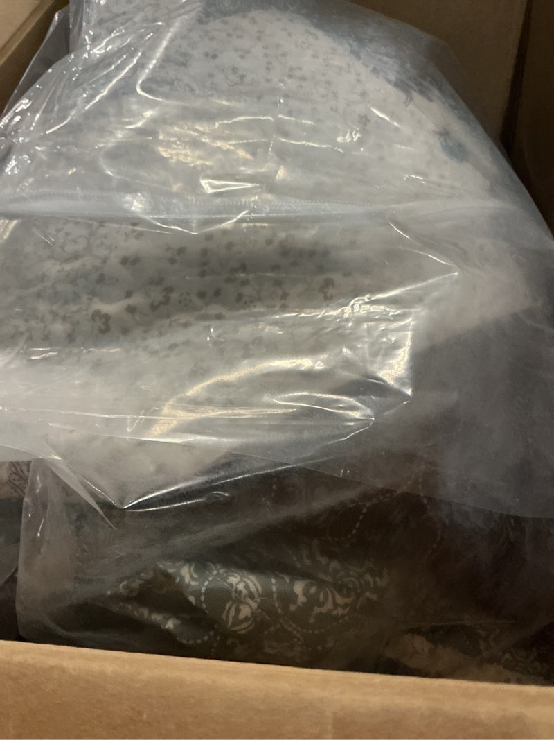 Condition photo showing Good Condition for Travan 3-Piece Queen Quilt Set Quilted Bedspread Oversized Microfiber Lightweight Coverlet Set with Shams Reversible Printed Coverlet Bedding Set for All Season, Slate Blue, King Size D-slate Blue King