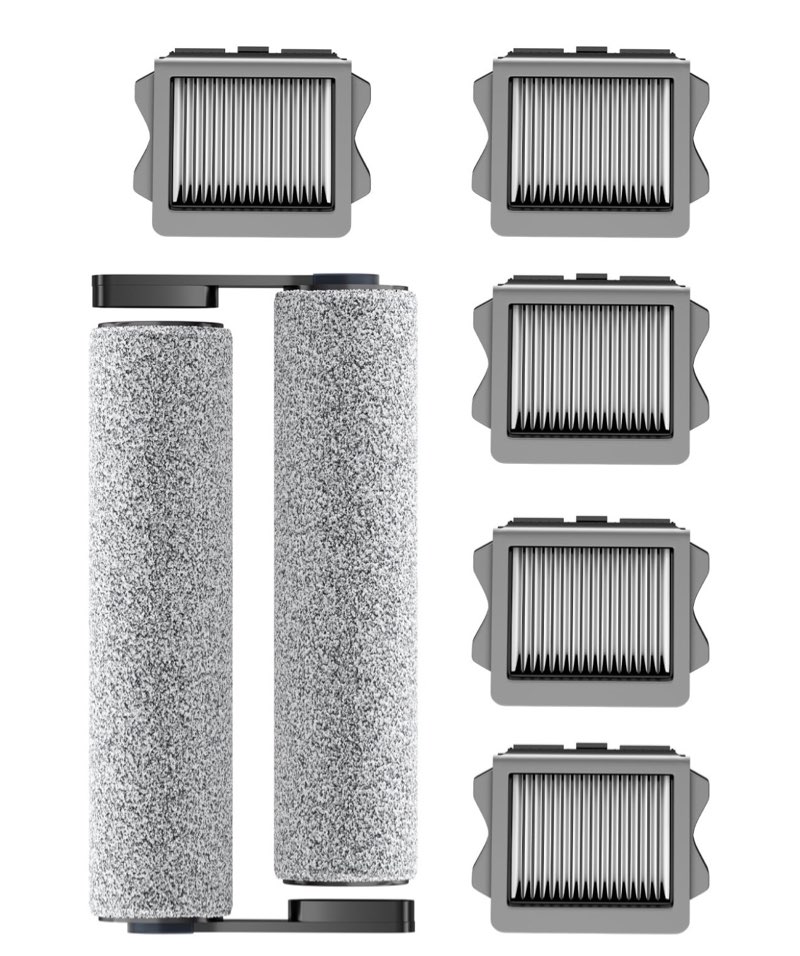 Vacuum Mop Replacement Parts Compatible with Tineco Roller Brush Replacement, Suitable with FLOOR ONE S5, FLOOR ONE S5 Pro Cordless Vacuum Cleaner, Set Includes 2 Roller Brushes and 5 Vacuum Filters