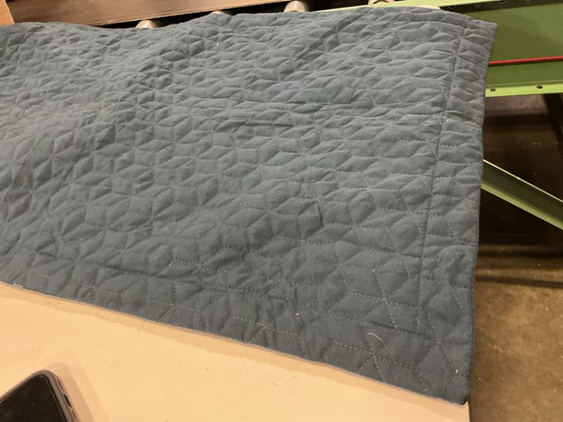 Condition photo showing As Is for (incomplete cover cushion only) (similar to stock photo) andency navy blue queen size quilt bedding set (90x96 inch), 3 pieces soft lightweight bedspread coverlet, boho summer quilt and pillow shams for all season