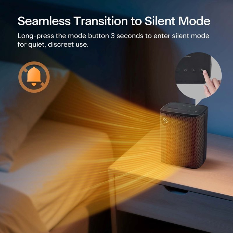 Pelonis PSHC09D2SB Desktop Digital Ceramic Heater with Digital Thermostat and Remote Control, Black