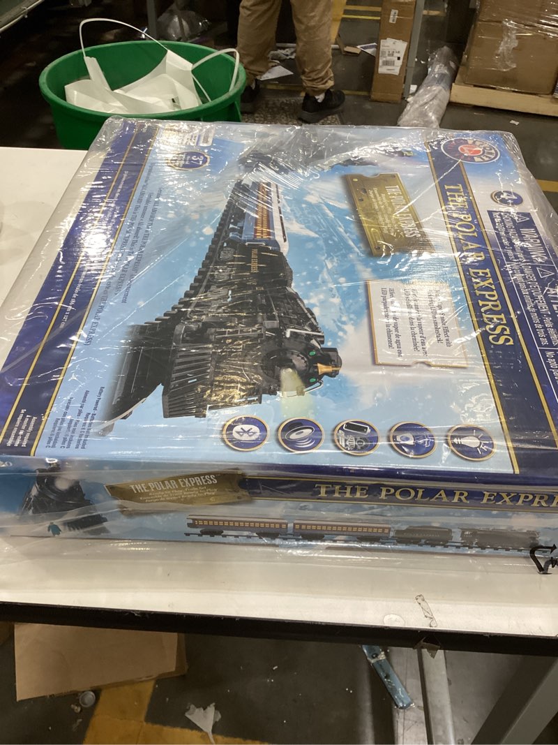 Condition photo showing New/Like New for lionel battery-operated the polar express toy train set with bluetooth, locomotive, train cars, & track with authentic train sounds, lights, & water vapor smoke effects for kids 4+