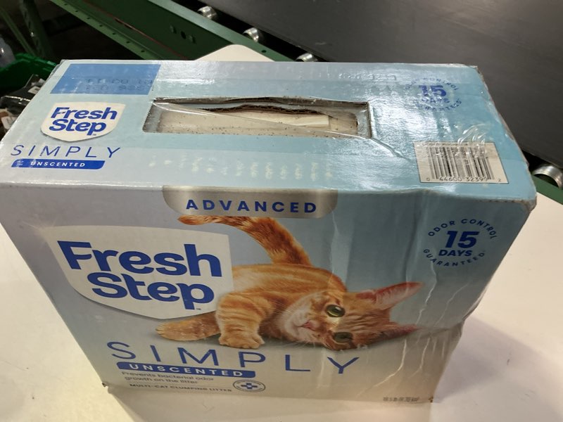 Condition photo showing Good Condition for fresh step advanced simply unscented multi cat clumping cat litter, low dust, odor control with activated charcoal tech, compatible in automatic litter boxes, 18.5 lb.