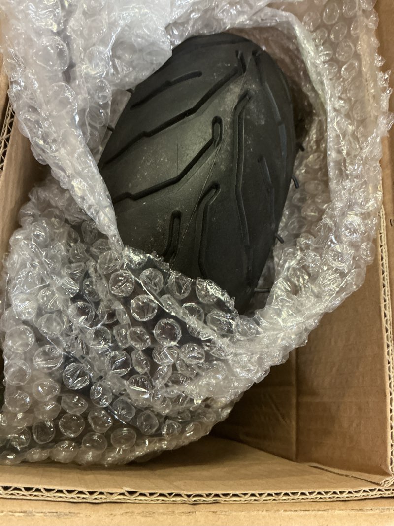 Condition photo showing Good Condition for 110/50-6.5” mini bike wheel rear tire, rubber wheel tire and rim package for 49cc 2-stroke pocket rocket bike motorcycle