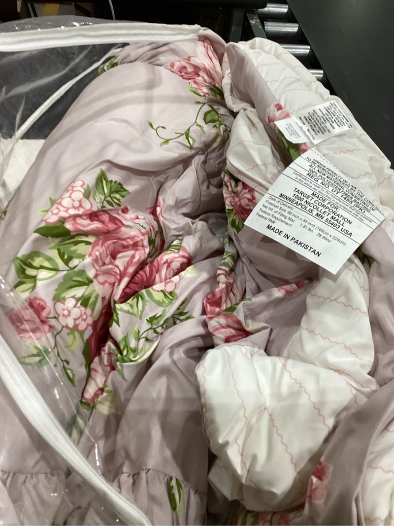 Condition photo showing Good Condition for 2-piece soft, all-season microfiber kids' comforter and pillow sham set, twin, , bluish pink, floral twin  pin