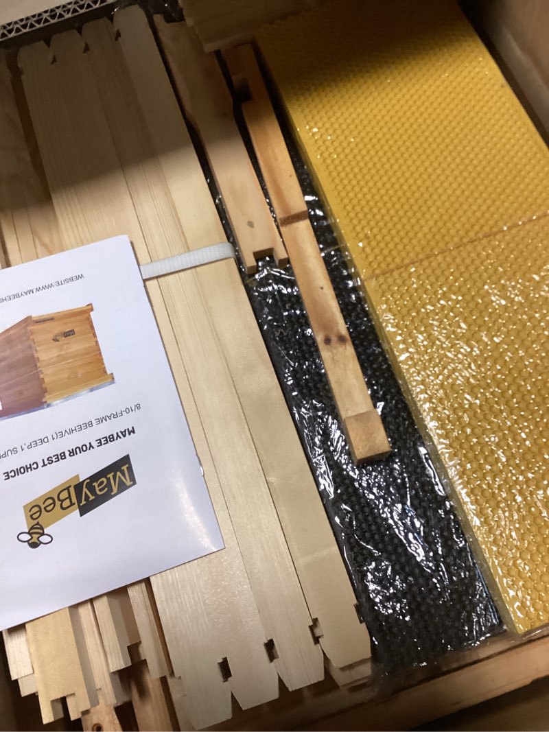 Condition photo showing As Is for beehive 8 frame bee hives and supplies starter kit, bee hive for beginner, honey bee hives includes 1 deep bee boxes, 1 bee hive super with beehive frames and foundation