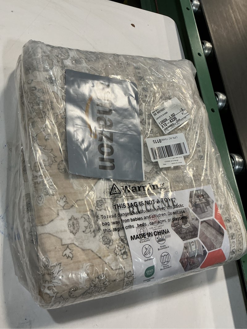 Condition photo showing New/Like New for RUUGME Kitchen Runner Rug 2x10: Vintage Washable Hallway Runner - Low Pile Durable Polyester Non-Slip Stain Resistant Entryway/Bedside Floor Decor Mat for Pets & Kids Friendly Homes(Beige/Cream,2x10) 2' x 10' (Runner) Beige/Cream