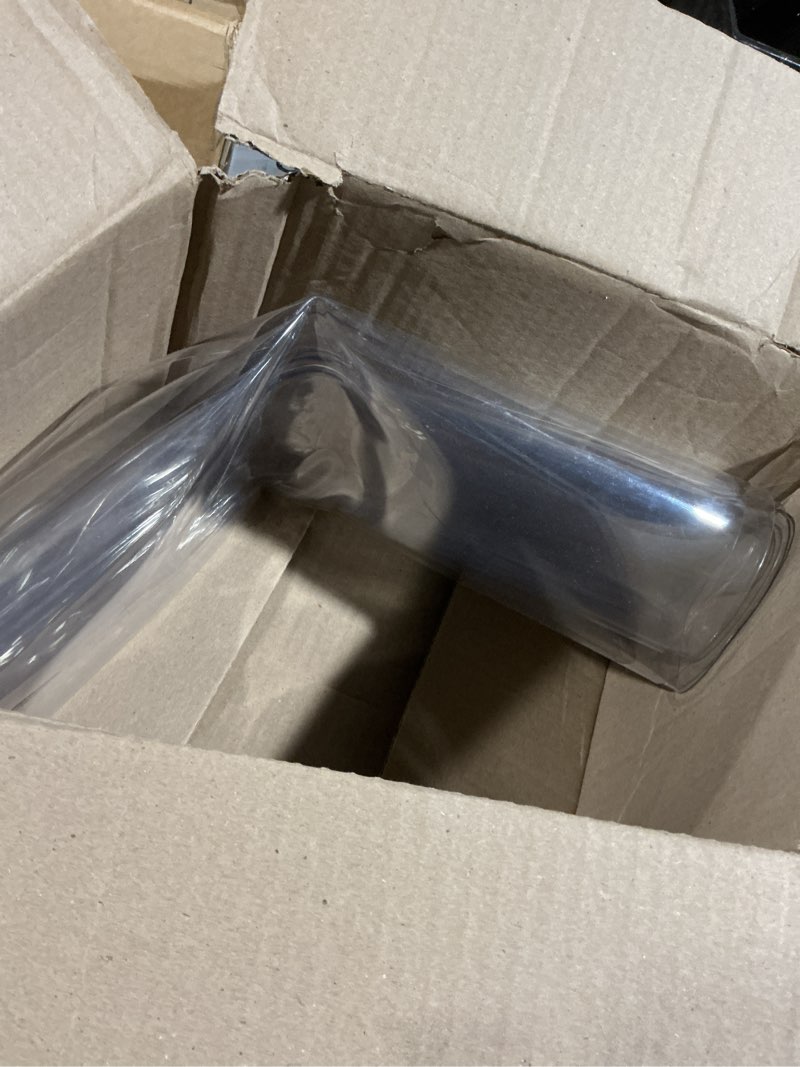 Condition photo showing As Is for 20x54 in Clear Vinyl Table Cover Protector Desk Protector Mat Plastic Chair Mat Thicken Crystal Table Pad Tablecloth for Children Painting Coffee Living Room Bedside Table Wipeable Easy to Clean Clear 20"x54"