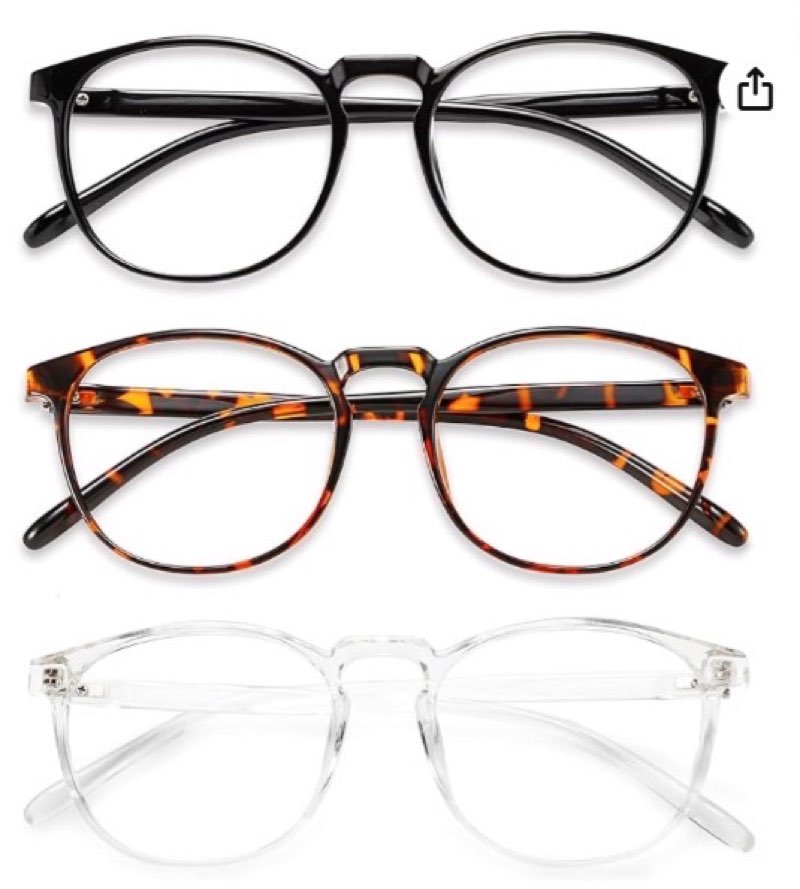 Przene 3 Pack Blue Light Blocking Glasses Women/Men,Retro Round Computer Glasses Anti Eye Strain/UV/Glare, Gaming Glasses. (Black/Crystal/Amber)