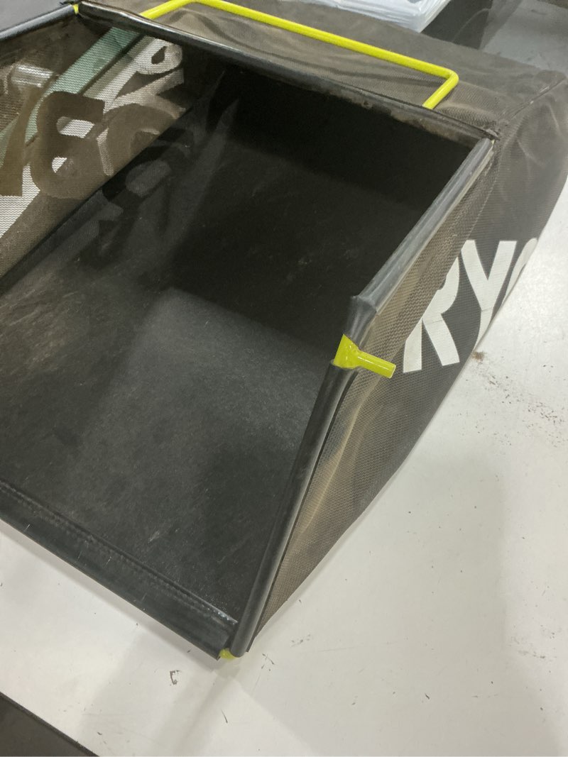 Condition photo showing As Is for ryobi oem grass catcher bag and frame for 29" mower.