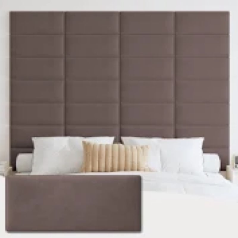 IFNOW Wall Mounted Upholstered Headboard Queen, 3D Peel and Stick Soundproof Panels, Reusable and Re
