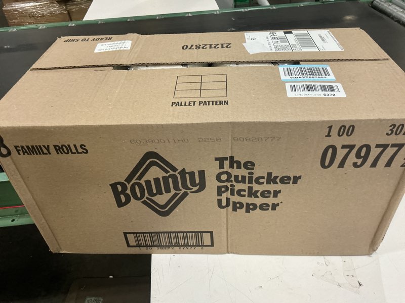 Condition photo showing New/Like New for Bounty Quick-Size Paper Towels, White, 8 Family Triple Rolls = 27 Regular Rolls Family Triple 8 Rolls (141 Sheets)