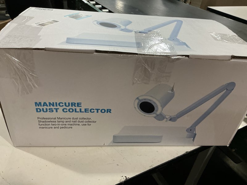 Condition photo showing Good Condition for professional pedicure nail dust collector, overhead nail tech manicure vacuum cleaner extractor 80w with desk clamp dimmable led desk lamp for nail salon acrylic gel (3pcs reusable filters)