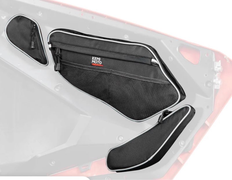 (similar to stock photo) front door bags with knee pads for polaris rzr pro xp/4, pro r/4, turbo r/4