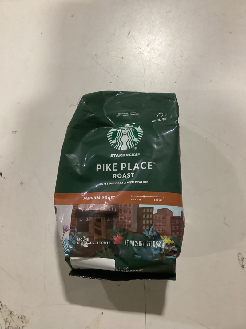 Condition photo showing Good Condition for Starbucks Ground Coffee, Medium Roast Hot or Iced Coffee, Pike Place Roast, 28 oz Pike Place Roast 28 Ounce (Pack of 1)