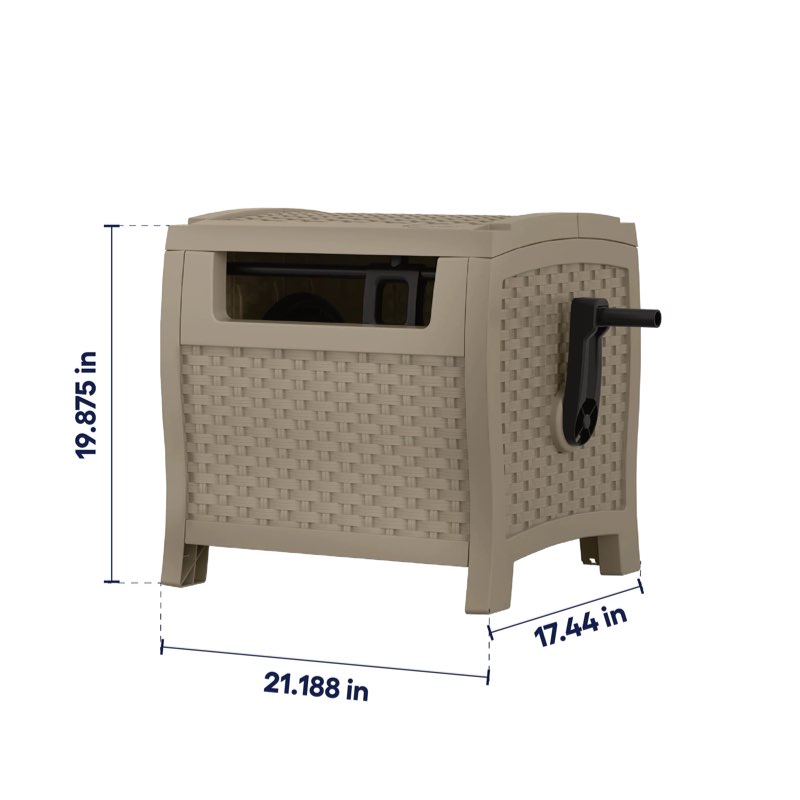 suncast slide trak hideaway plastic 175-ft container hose reel