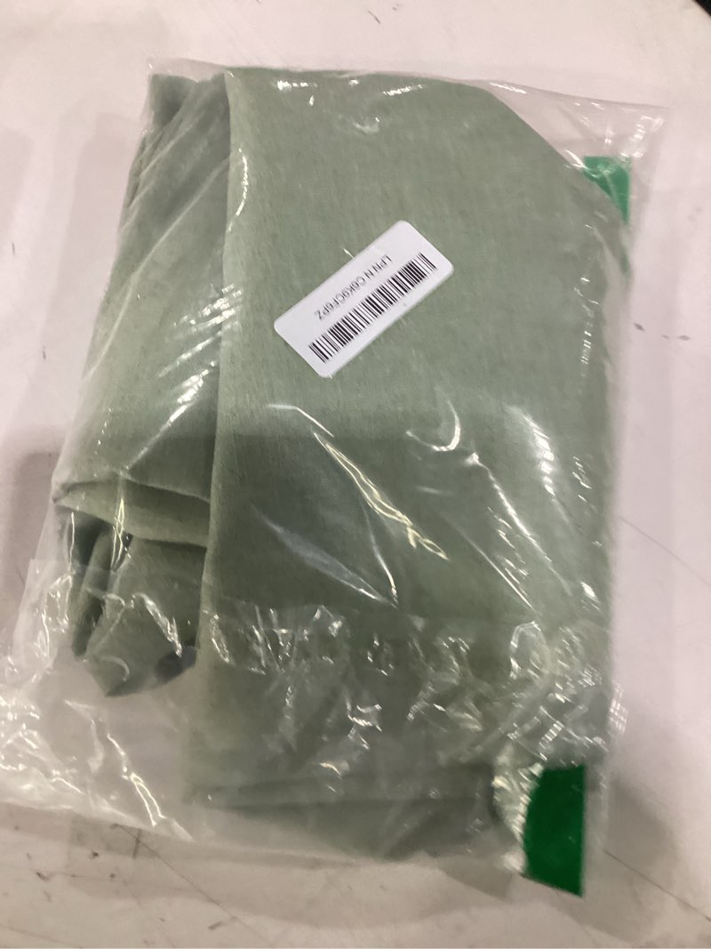 Condition photo showing As Is for veblandy rectangle tablecloth waterproof linen textured table cloth stain and wrinkle resistant washable, decorative fabric table cover for dining, party and camping (sage green, 52 * 70) 70" x 52" (rectangular) sage green