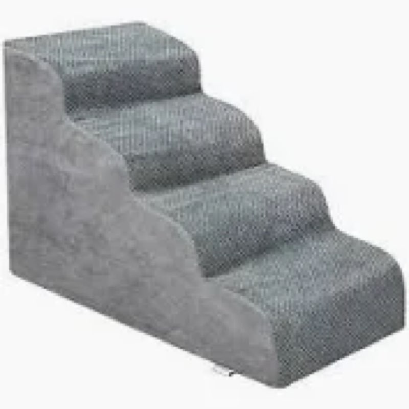 MIHIKK Dog Stairs Ramp, Curved 4-Step Dog Steps for Small Dogs and Cats, Pet Stairs for High Beds an