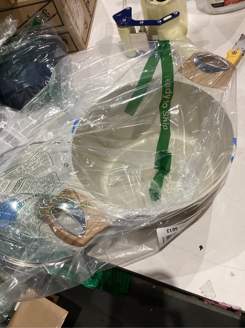 Condition photo showing Good Condition for sensarte ceramic nonstick stock pot with lid, 2.6/4.5/6.6/8.5 qt soup pot casserole pot, non-toxic healthy pasta pot, large cooking pot stew pot, induction compatible, pfoa pfas ptfe free, taupe 4.5 quarts ceramic taupe
