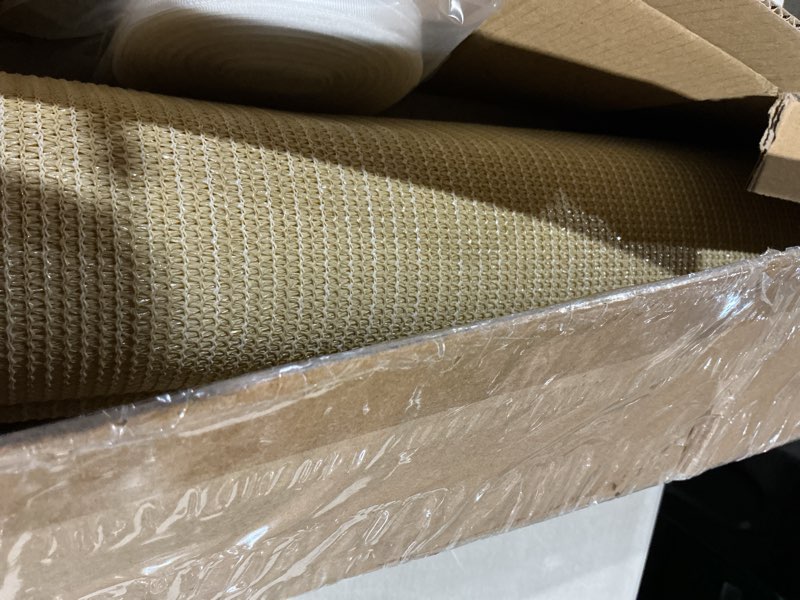 Condition photo showing As Is for windscreen4less 4' x 12' retractable sun shade canopy cover sliding wave shade sail for pergola patio deck yard gazebo outdoor (beige) 4' x 12' beige