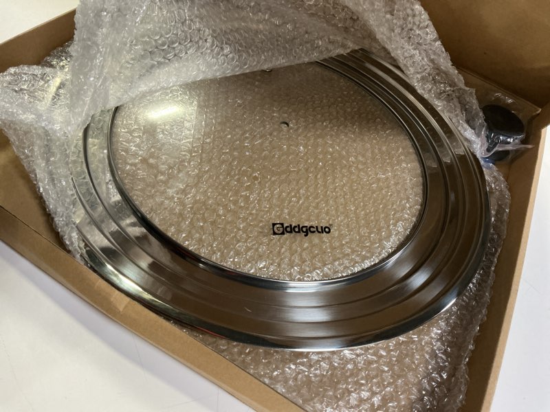 Condition photo showing Good Condition for 13-14-15 in Universal Pan Lid, Extra Large Stainless Steel Pot Lid for Pots, Pans, Skillets, Replacement Frying Pan Lid with Heat Resistant Silicone Knob, Dishwasher Safe 13", 14" & 15"