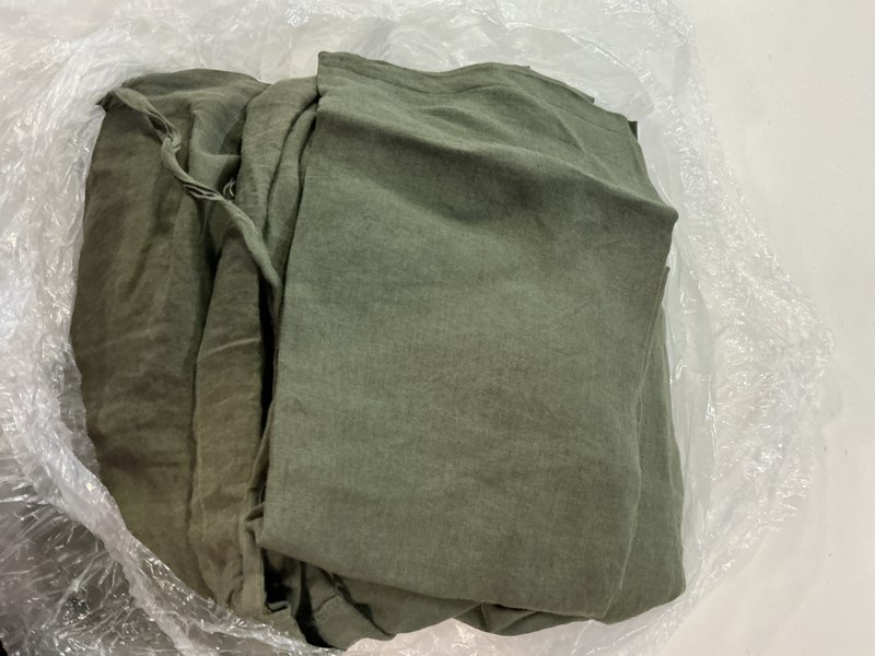 Condition photo showing Good Condition for european linen duvet cover set, full/queen, dusty olive