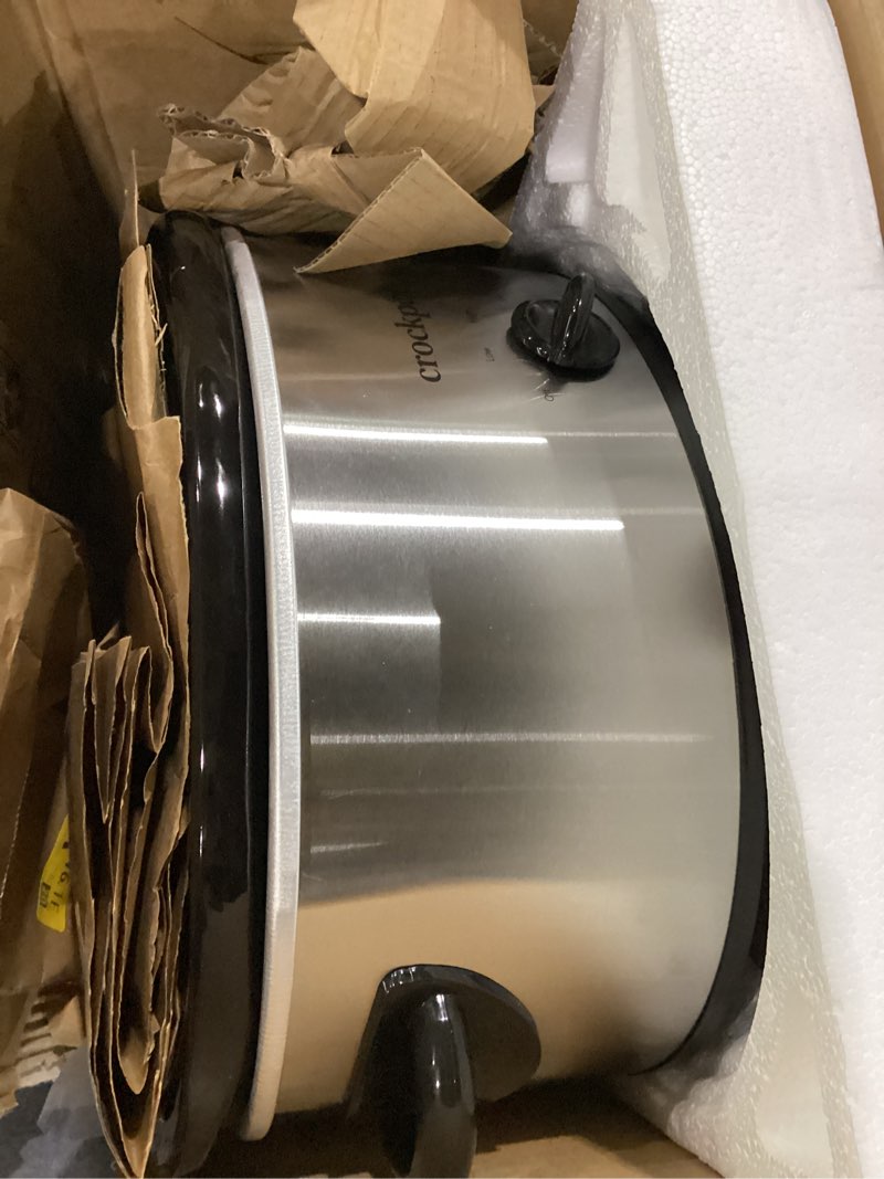 Condition photo showing As Is for crock-pot 7 quart oval manual slow cooker, stainless steel (scv700-s-br), versatile cookware for large families or entertaining 7 qt