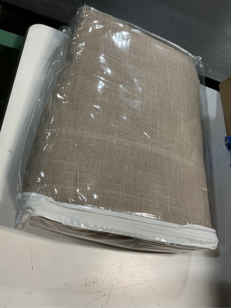 Condition photo showing Good Condition for miulee taupe linen curtains 90 inch length 2 panels set for living room bedroom tan semi sheer light filtering farmhouse rod pocket long soft thick linen textured window drapes w42xl90 42"w x 90"l (pack of 2) taupe