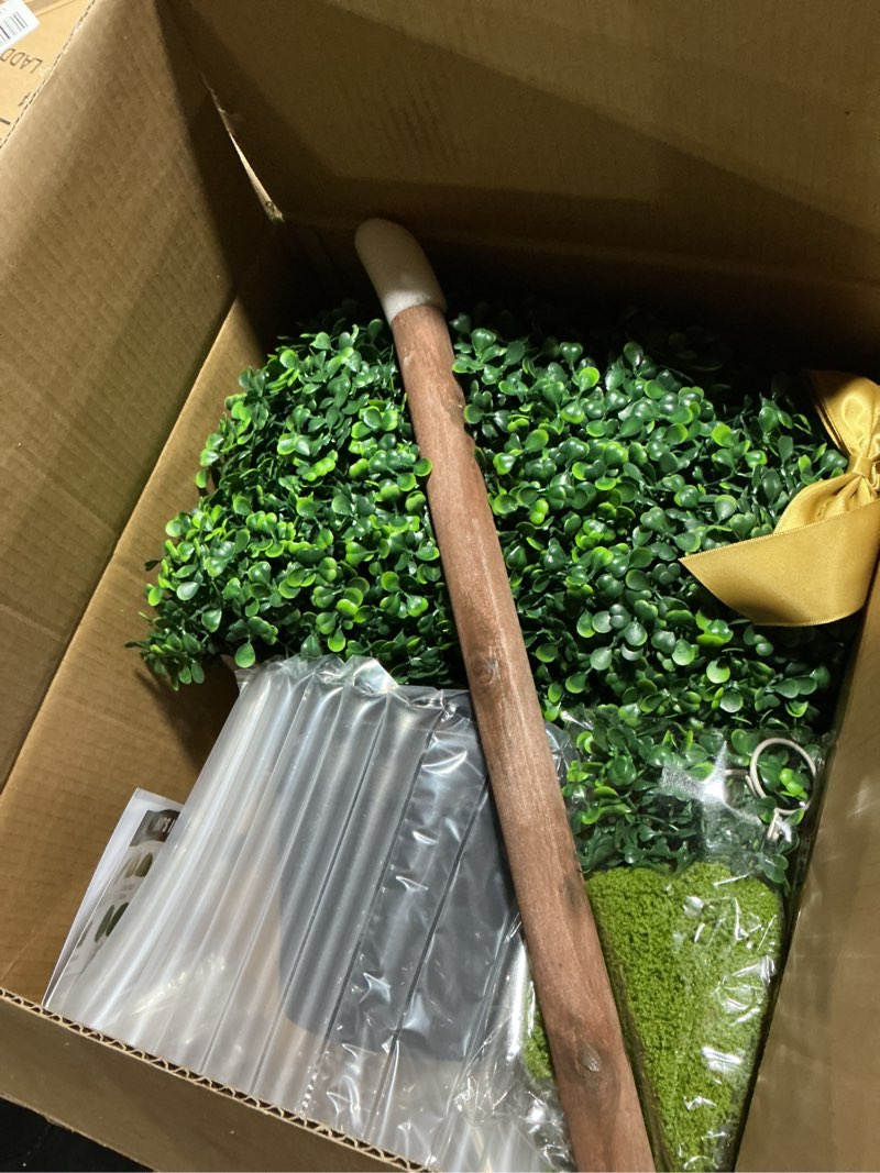 Condition photo showing Good Condition for Easter Decorations - 3 Ft Boxwood Bunny Topiary with Bow - Artificial Bunny Shaped Tree with Planter Pot for Indoor Outdoor Decor - Spring Decoration for Home Yard Front Door Porch Mantle Party