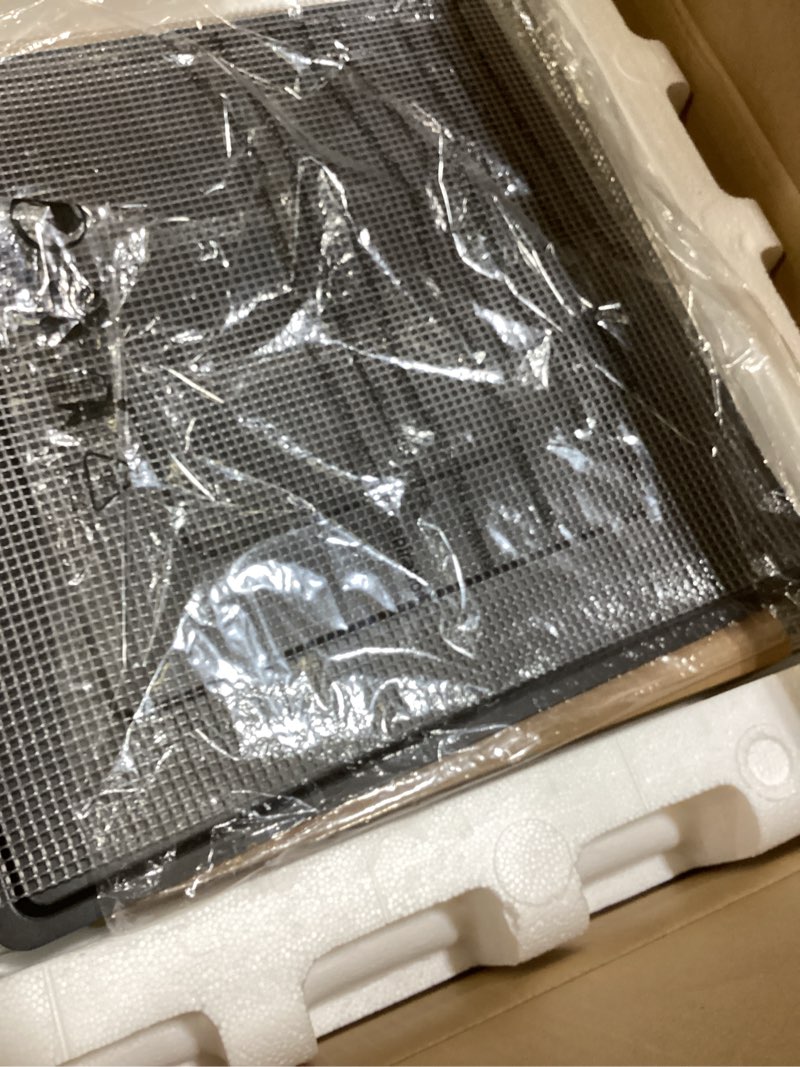 Condition photo showing As Is for Excalibur Electric Food Dehydrator Performance Series 10-Tray with Adjustable Temperature Control Includes Stainless Steel Drying Trays Glass Door Top View Window and LED Display Progress Bar, Black